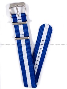 Nylonowy pasek do zegarka Timex PW7C07300, 18 mm, Niebieski, Biały