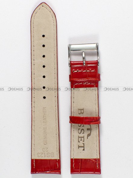 Skórzany pasek do zegarka Bisset PB21.20.4, 20 mm, Czerwony